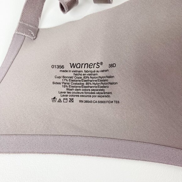 Women's Warner's Underwire Bra size 38D Light Purple Silky Fabric - Picture 6 of 6